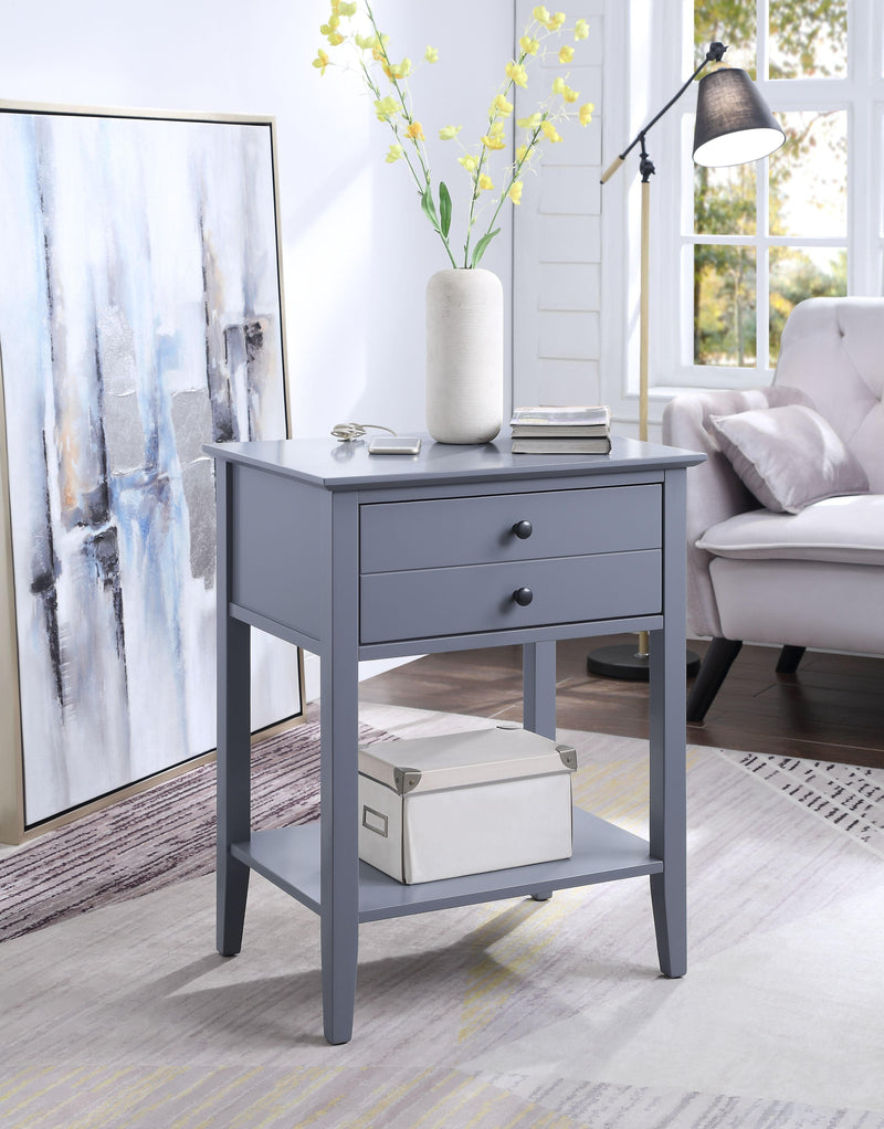 Grardor Gray Side Table (USB Charging Dock) - Ornate Home