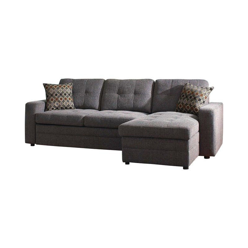 Gus - Charcoal - Sleeper Sectional Sofa - Ornate Home