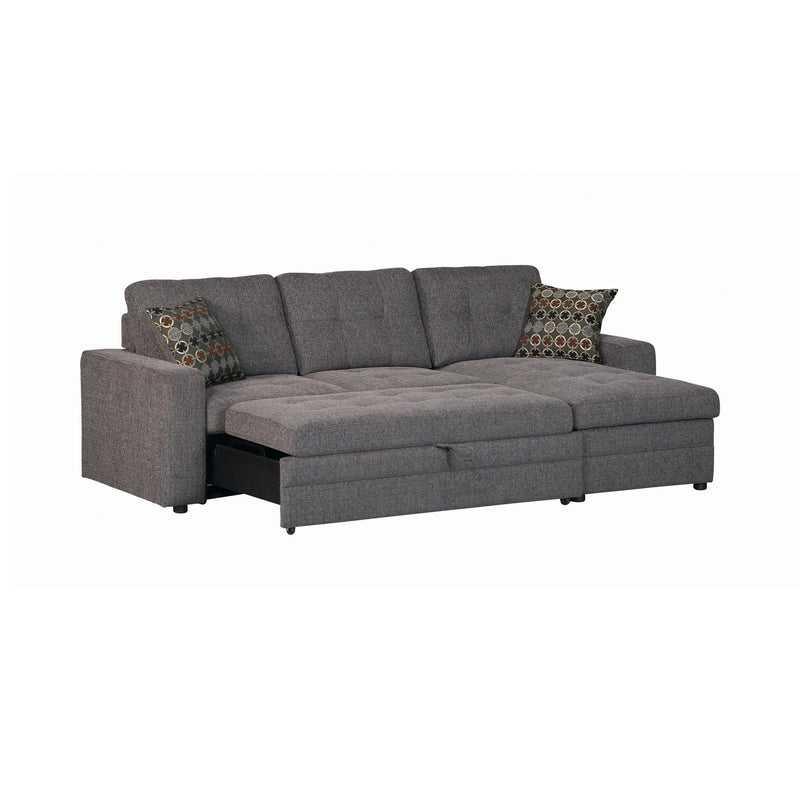 Gus - Charcoal - Sleeper Sectional Sofa - Ornate Home