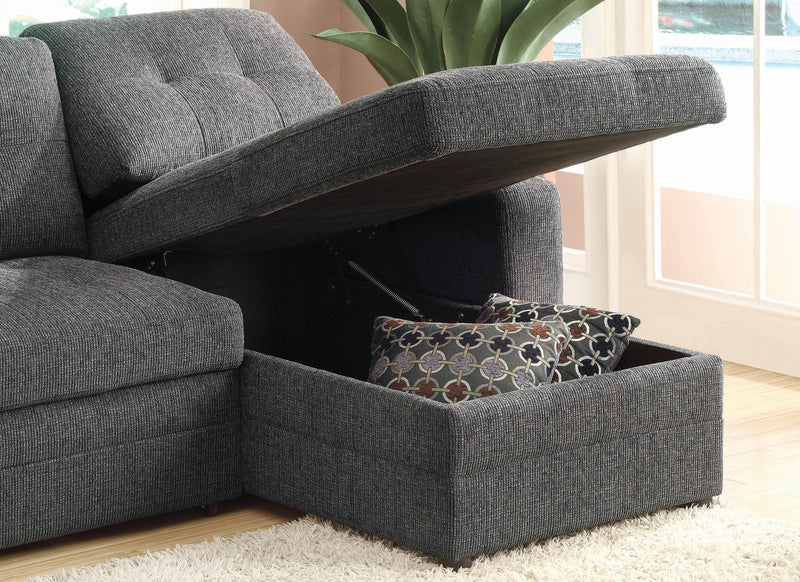 Gus - Charcoal - Sleeper Sectional Sofa - Ornate Home