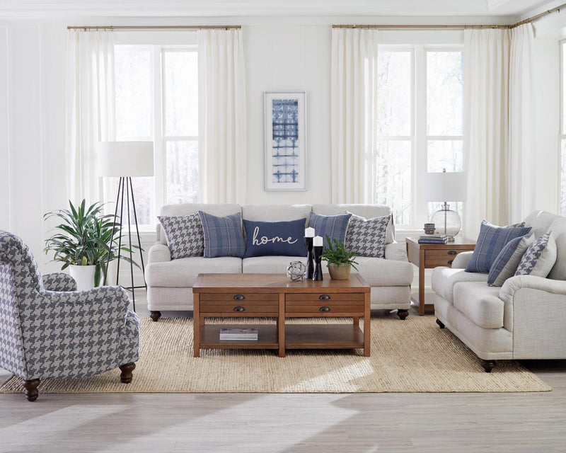 Gwen - Light Grey & Blue - Living Room Set - Ornate Home