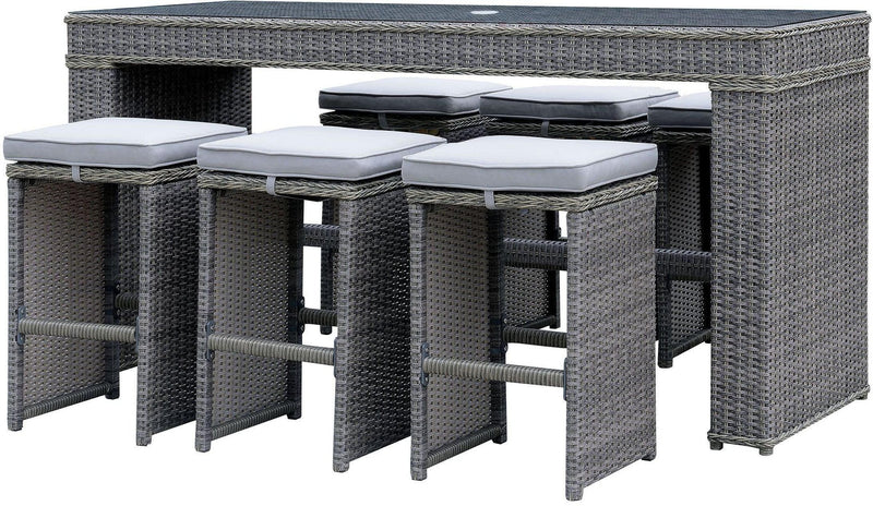 Ismay Gray 6pc Outdoor Bar Stool Set