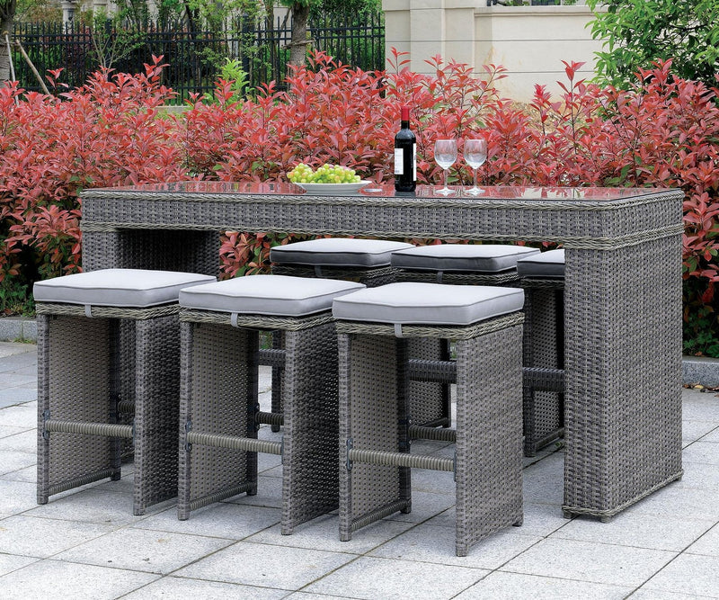 Ismay Gray 6pc Outdoor Bar Stool Set