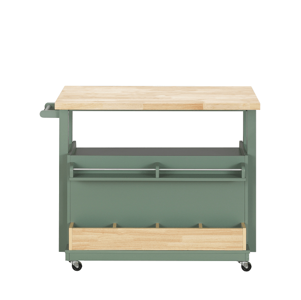 Harper Natural & Green Kitchen Cart - Ornate Home