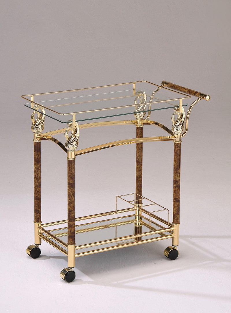 Helmut Gold Plated & Clear Glass - Tempered Serving Cart - Ornate Home