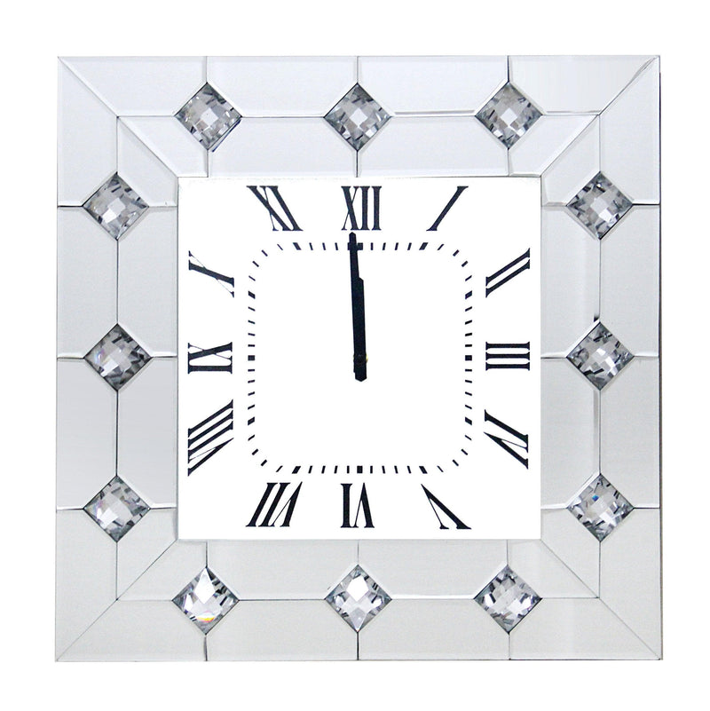 Hessa Mirrored & Faux Rhinestones Wall Clock - Ornate Home