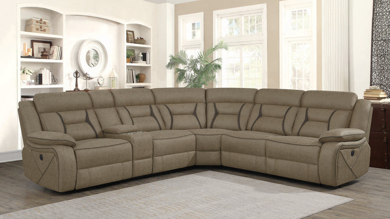 Higgins - Tan - 4pc Power Sectional - Ornate Home