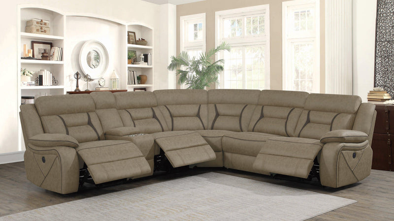 Higgins - Tan - 4pc Power Sectional - Ornate Home