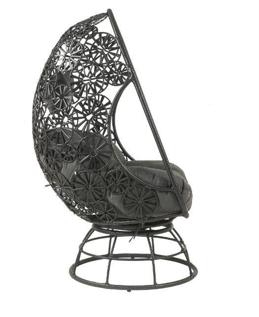 Hikre - Charcoal & Black - Patio Lounge Chair w/ Side Table - 2pc set - Ornate Home