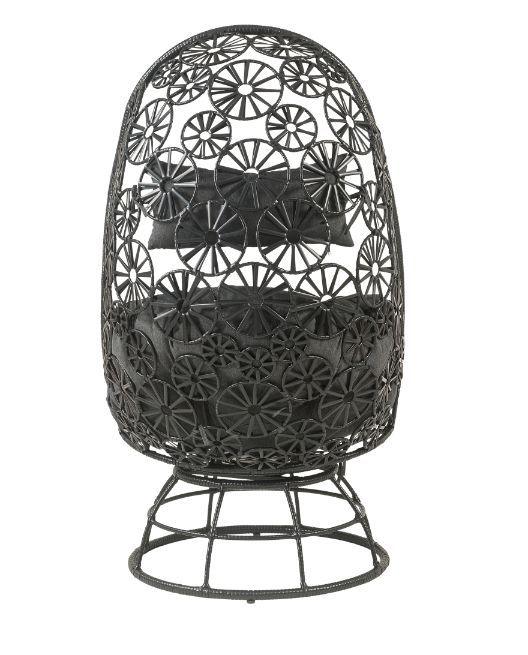 Hikre - Charcoal & Black - Patio Lounge Chair w/ Side Table - 2pc set - Ornate Home