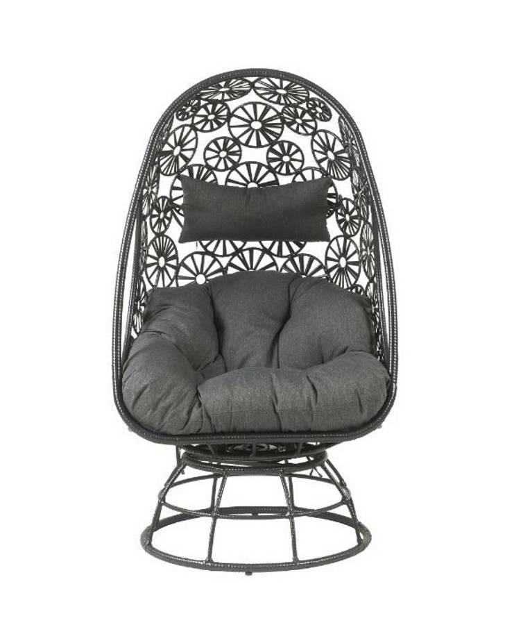 Hikre - Charcoal & Black - Patio Lounge Chair w/ Side Table - 2pc set - Ornate Home