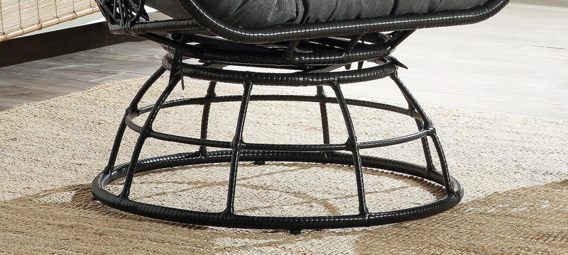 Hikre - Charcoal & Black - Patio Lounge Chair w/ Side Table - 2pc set - Ornate Home