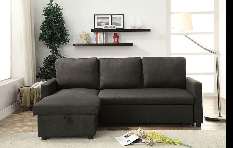 Hiltons - Charcoal - Reversible L Shape Sectional Sofa Sleeper - Ornate Home