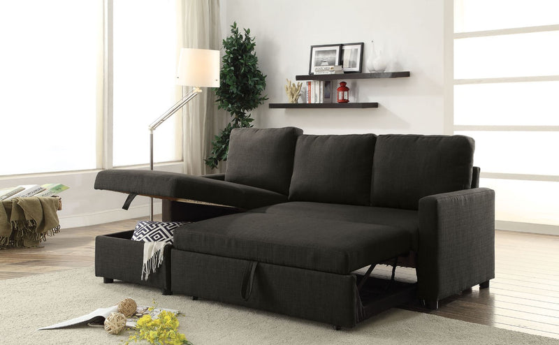 Hiltons - Charcoal - Reversible L Shape Sectional Sofa Sleeper - Ornate Home