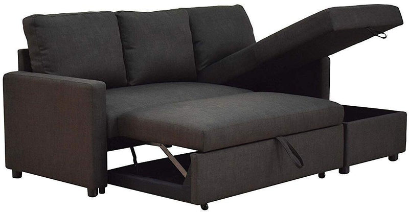 Hiltons - Charcoal - Reversible L Shape Sectional Sofa Sleeper - Ornate Home