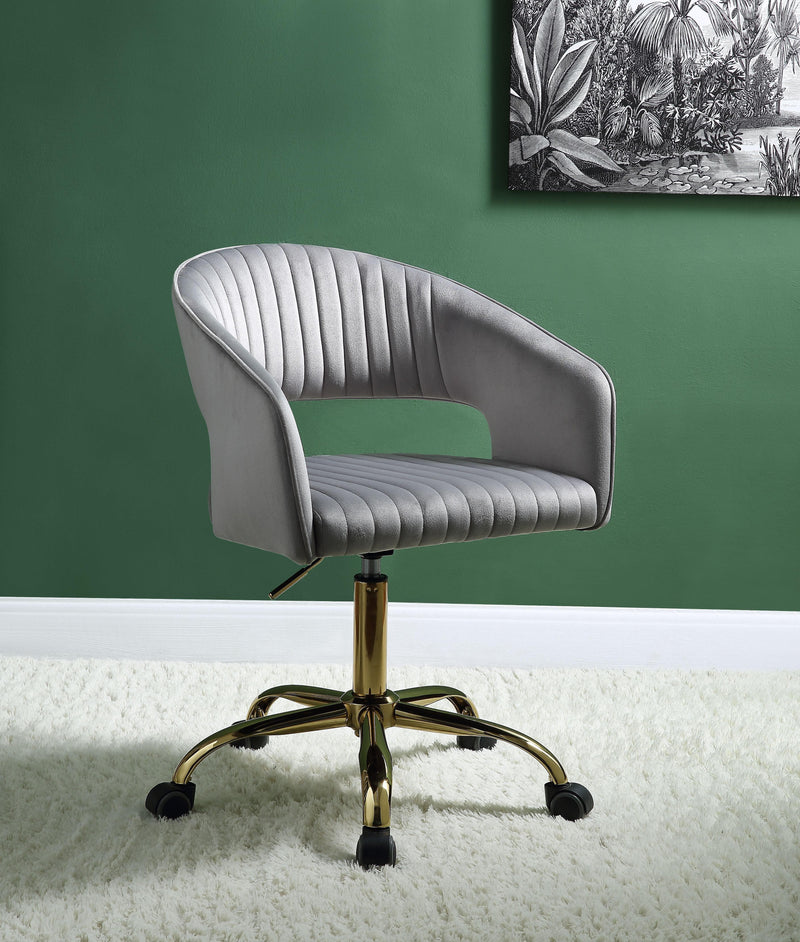 Hopi Gray Velvet & Gold Office Chair - Ornate Home