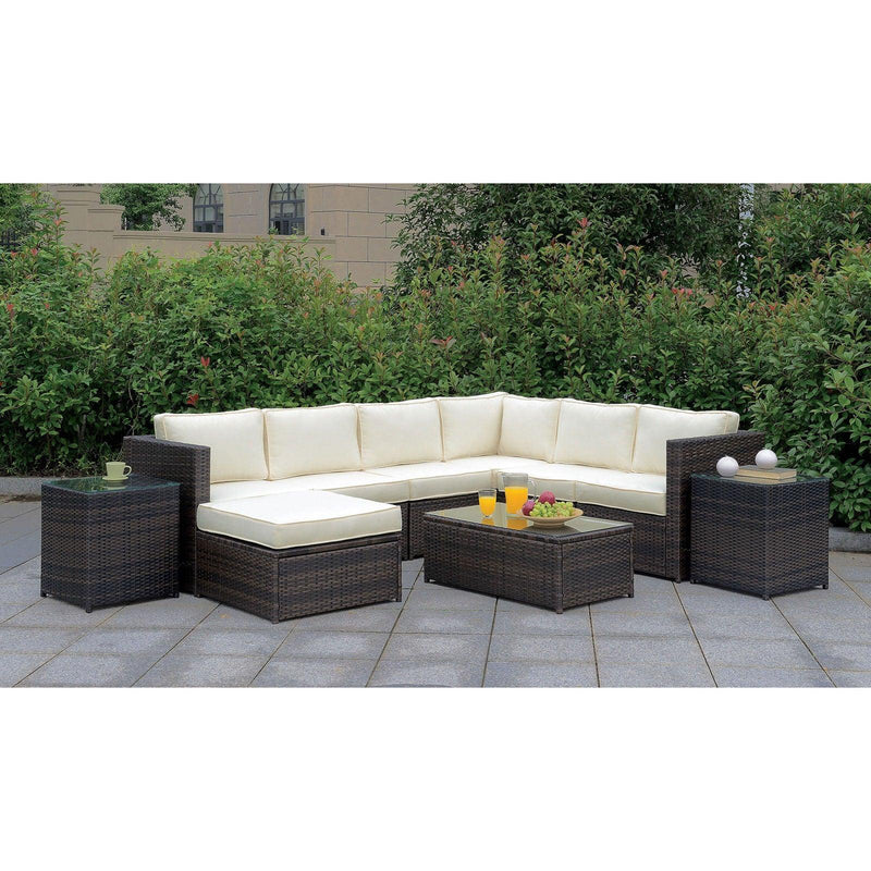 Ilona - Beige & Brown - 10pc Outdoor Sofa Set - Ornate Home