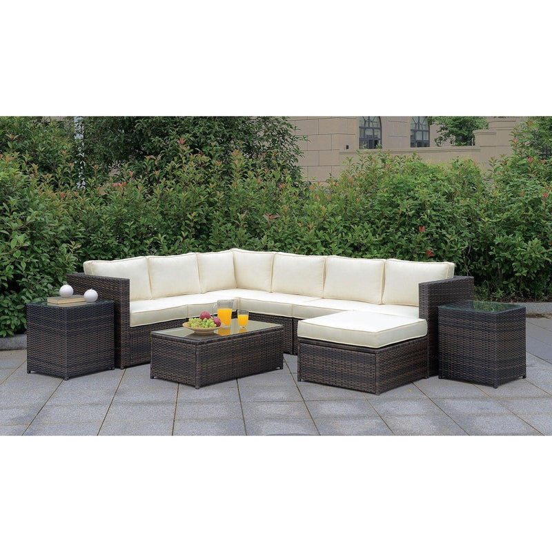 Ilona - Beige & Brown - 10pc Outdoor Sofa Set - Ornate Home