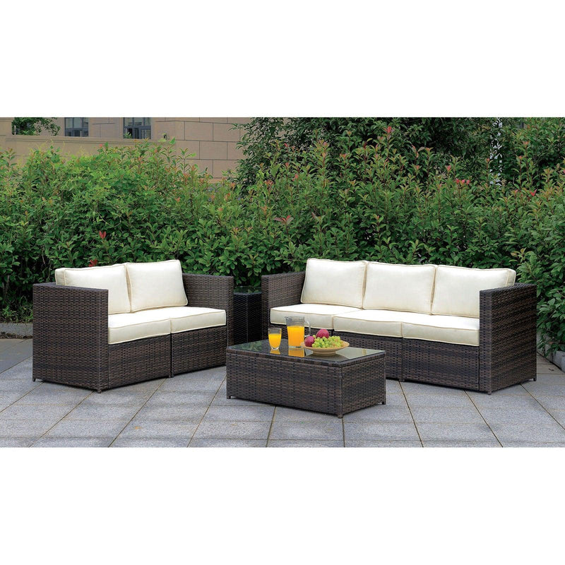 Ilona - Beige & Brown - 6pc Outdoor Sofa Set w/ Coffee Table - Ornate Home