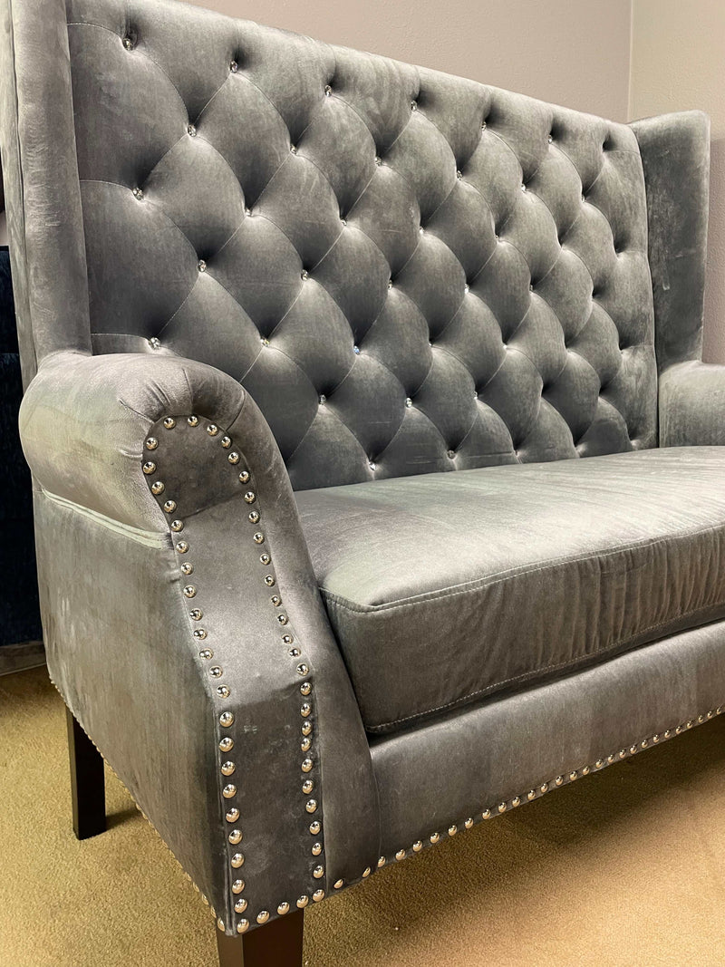 Odina - Gray Velvet - High Back Loveseat - Ornate Home