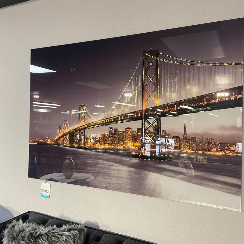 San Francisco Bridge Tempered Glass w / Foil Wall Art