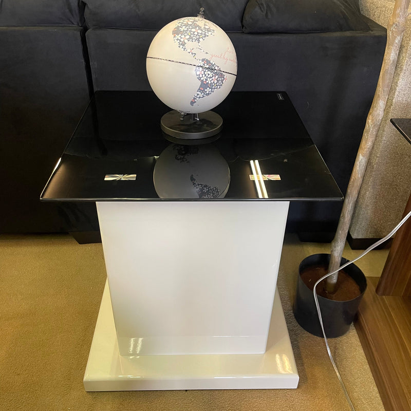 Mannedorf White & Black Glass Top End Table