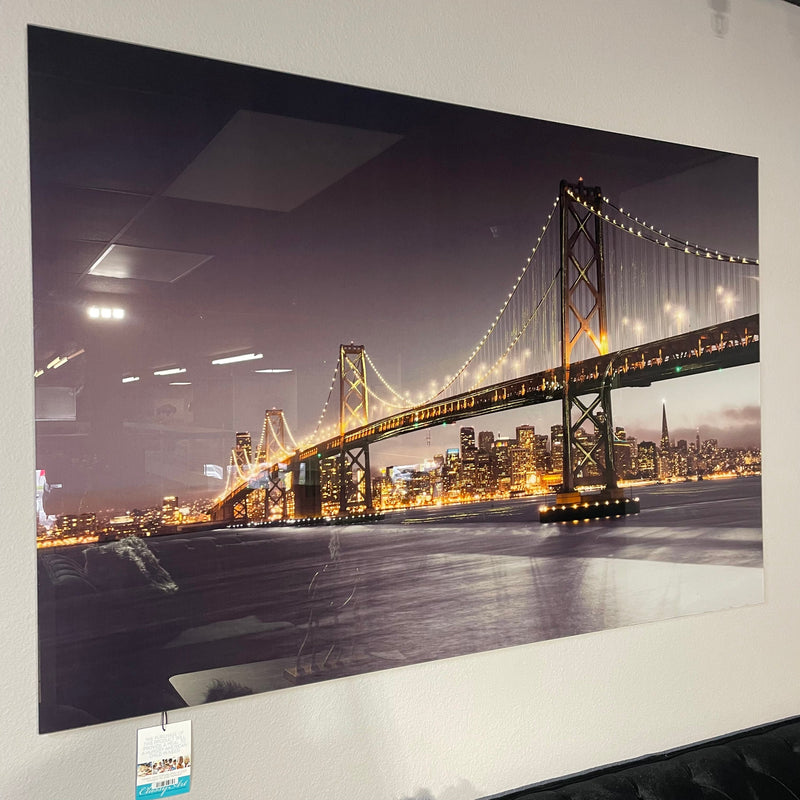 San Francisco Bridge Tempered Glass w / Foil Wall Art