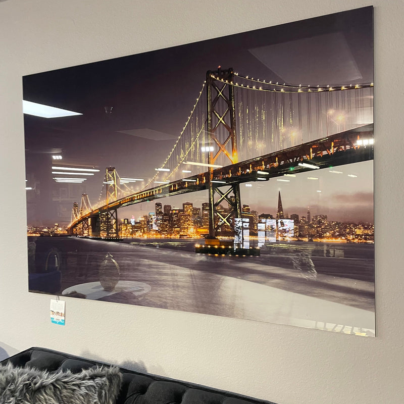 San Francisco Bridge Tempered Glass w / Foil Wall Art