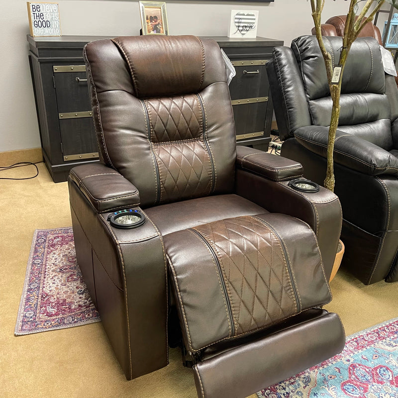 Composer Brown Power Recliner w/ Blue LED