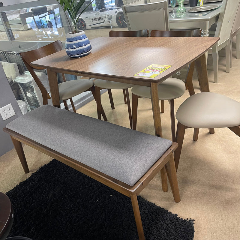 Alfredo Grey & Natural Walnut Dining Bench