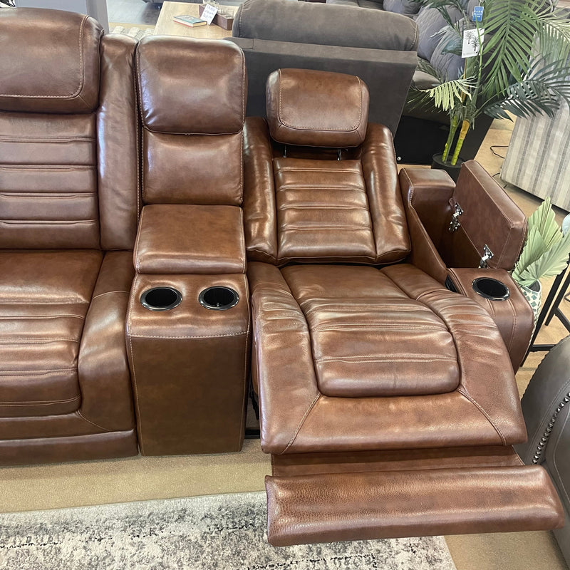 Backtrack Chocolate Power Reclining Loveseat w/ Console