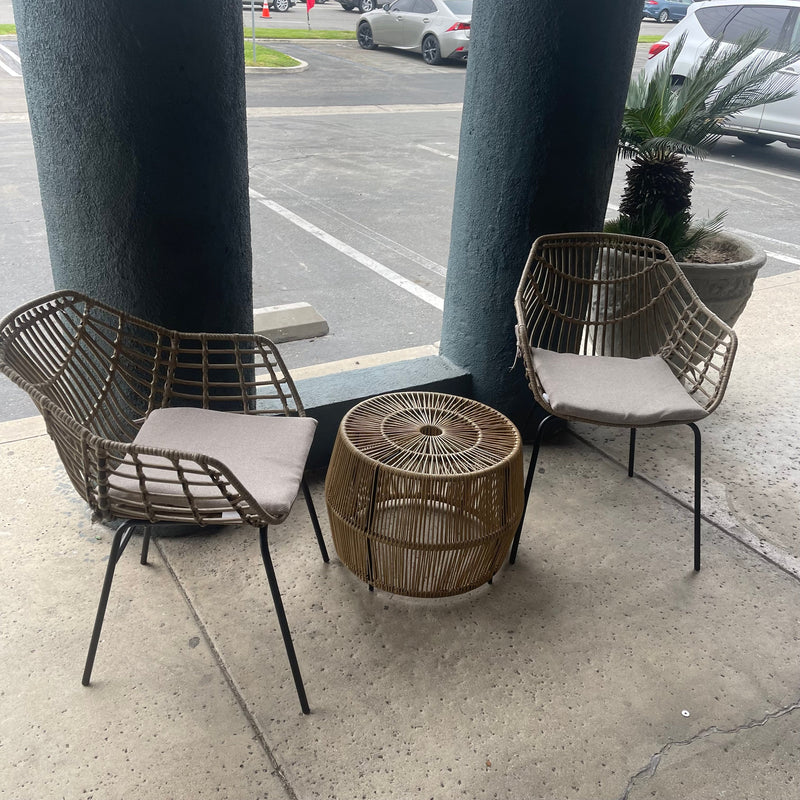 Morro Bay Gray Outdoor Chairs & Accent Table / 3pc