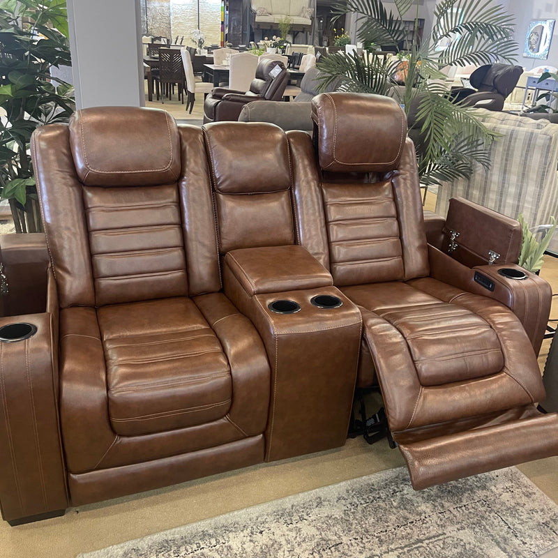 Backtrack Chocolate Power Reclining Loveseat w/ Console