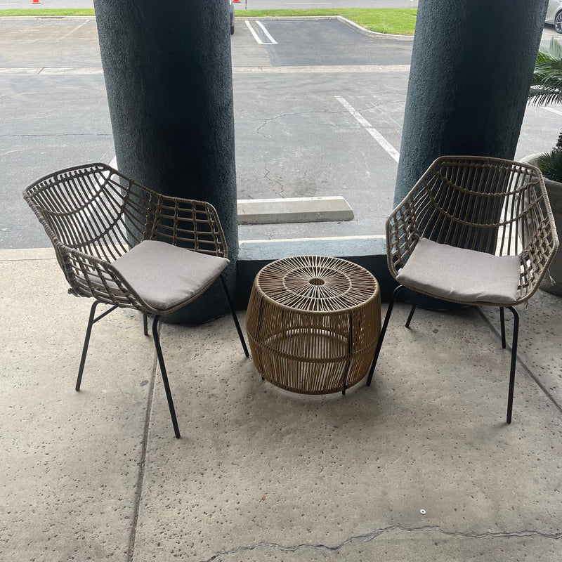 Morro Bay Gray Outdoor Chairs & Accent Table / 3pc