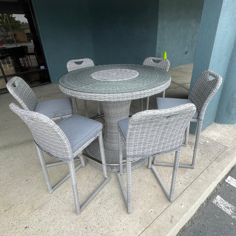 [SUMMER DEALS]🔥 Cyprus Gray Outdoor Bar Set / 7pc