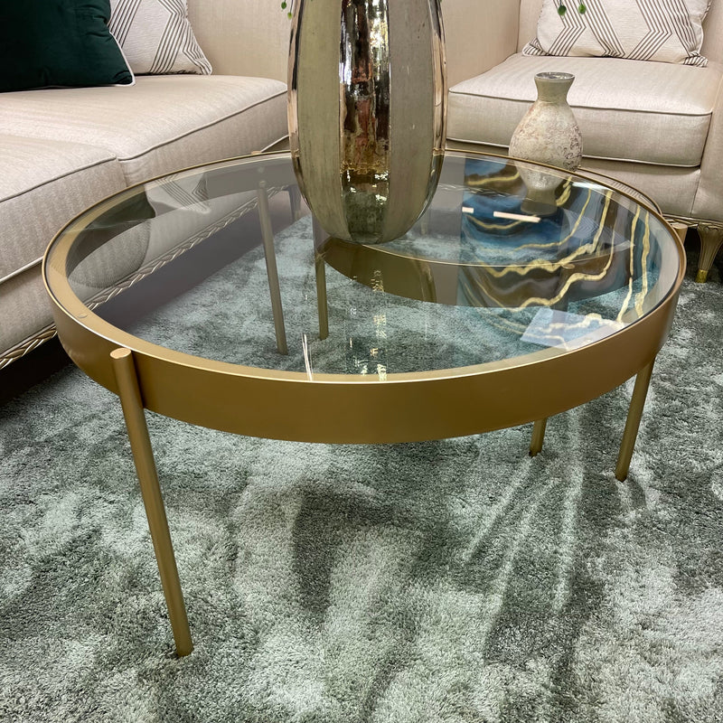 Andover Clear Glass & Gold Finish Nesting Table (Set of 2)