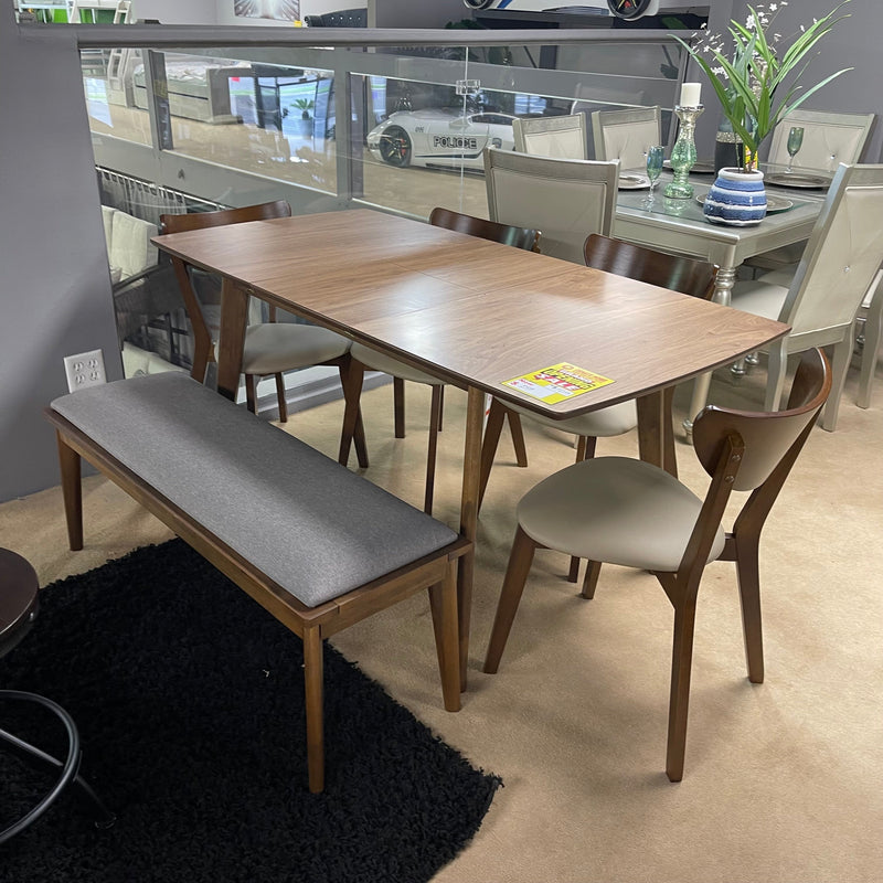 Alfredo Grey & Natural Walnut Dining Bench