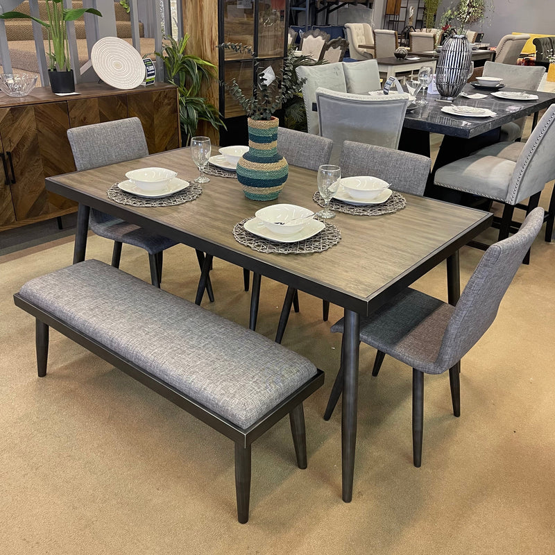 [HOT SALE] 🔥 Vilhelm I Gray Dining Room Set w/ Bench / 6pc