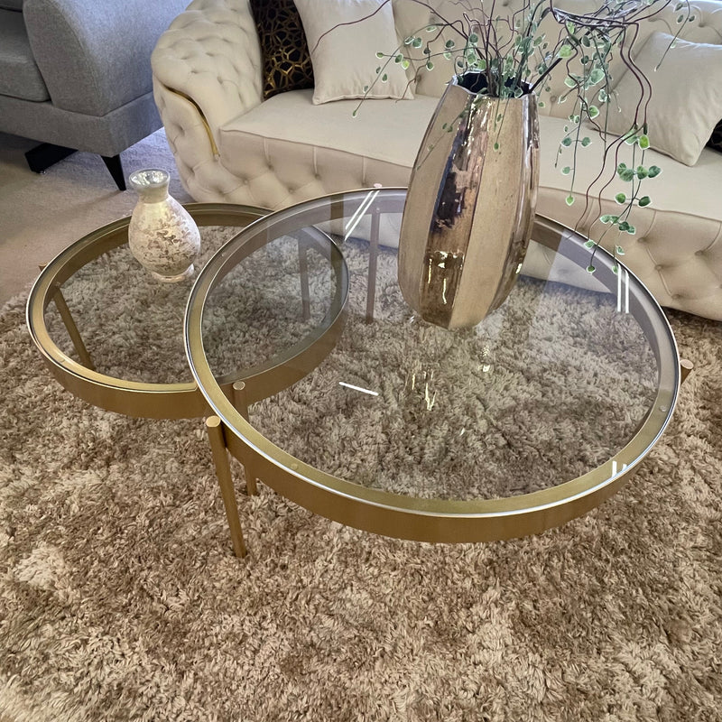 Andover Clear Glass & Gold Finish Nesting Table (Set of 2)