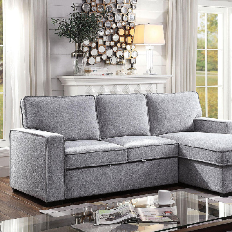 Ines - Gray - Sleeper Sectional Sofa w/ Storage - Ornate Home