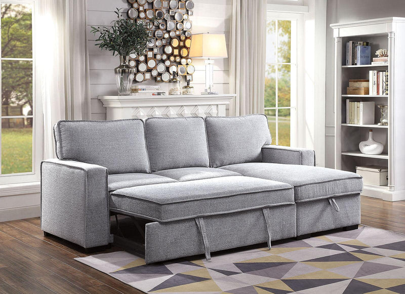 Ines - Gray - Sleeper Sectional Sofa w/ Storage - Ornate Home