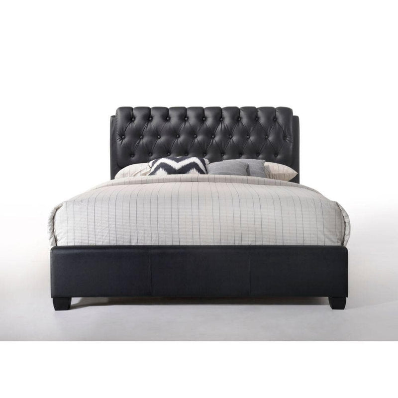 Ireland II - Black Faux Leather - Queen Bed - Ornate Home