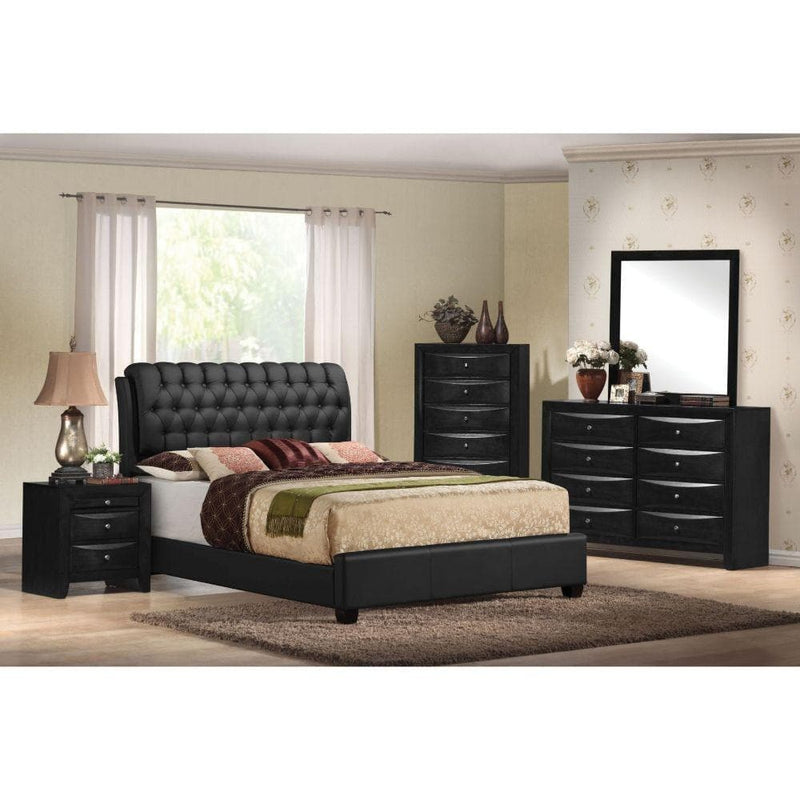 Ireland II - Black Faux Leather - Queen Bed - Ornate Home