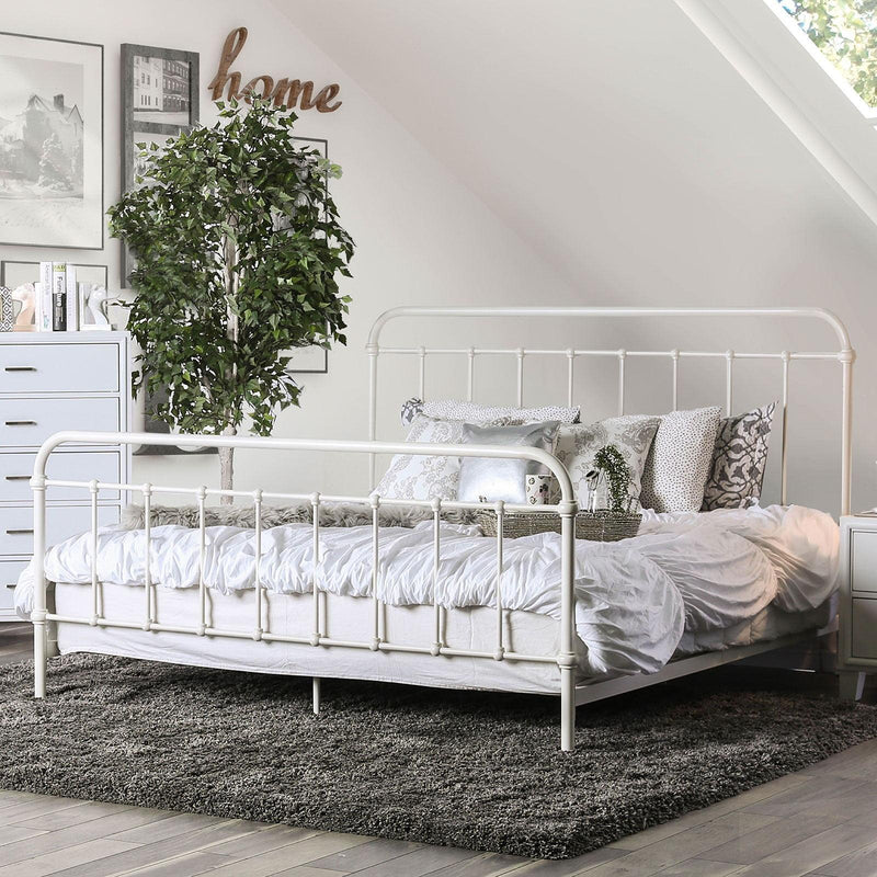 Iria - White Metal - Queen Bed - Ornate Home