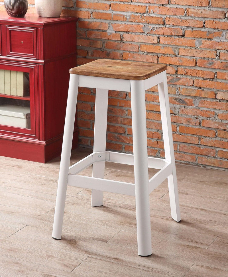 Jacotte Natural & White Bar Stool (1Pc) - Ornate Home