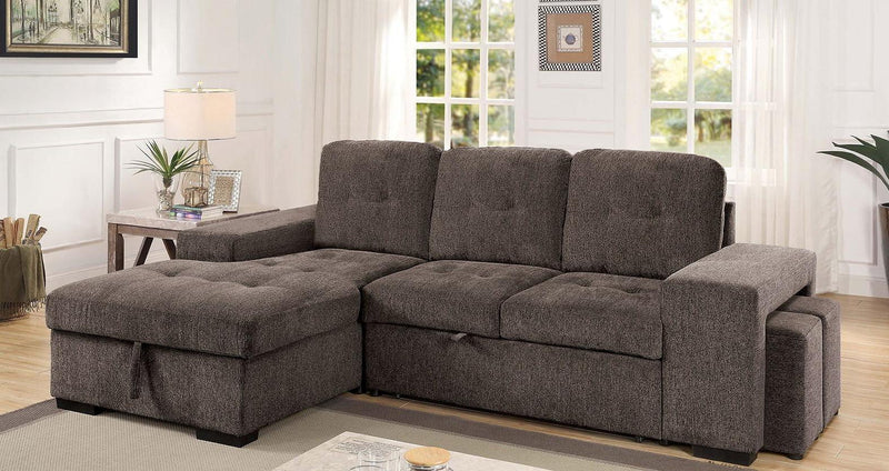 Jamiya - Warm Gray -  Sleeper Sectional Sofa w/ Storage - Ornate Home