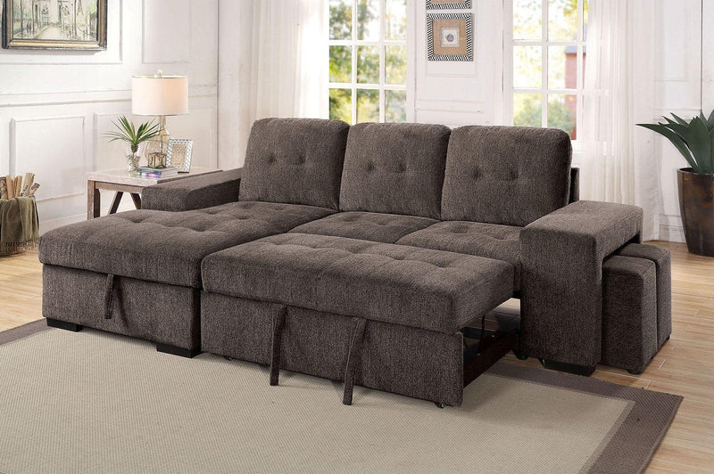 Jamiya - Warm Gray -  Sleeper Sectional Sofa w/ Storage - Ornate Home