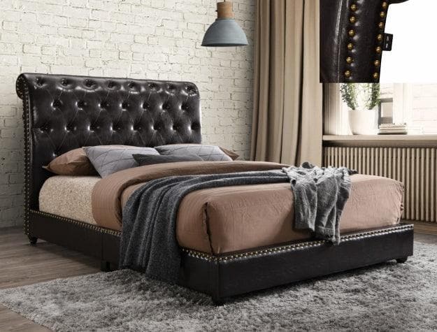 Janine Brown King Upholstered Platform Bed with USB Port - Ornate Home