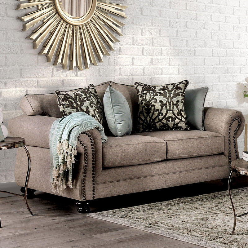 Jarauld - Dark Taupe - Stationary Sofa & Loveseat - 2pc - Ornate Home