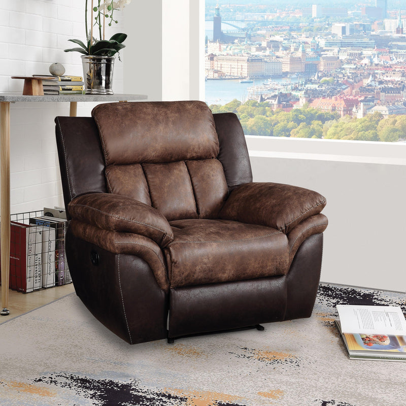 Jaylen Toffee & Espresso Polished Microfiber Recliner - Ornate Home